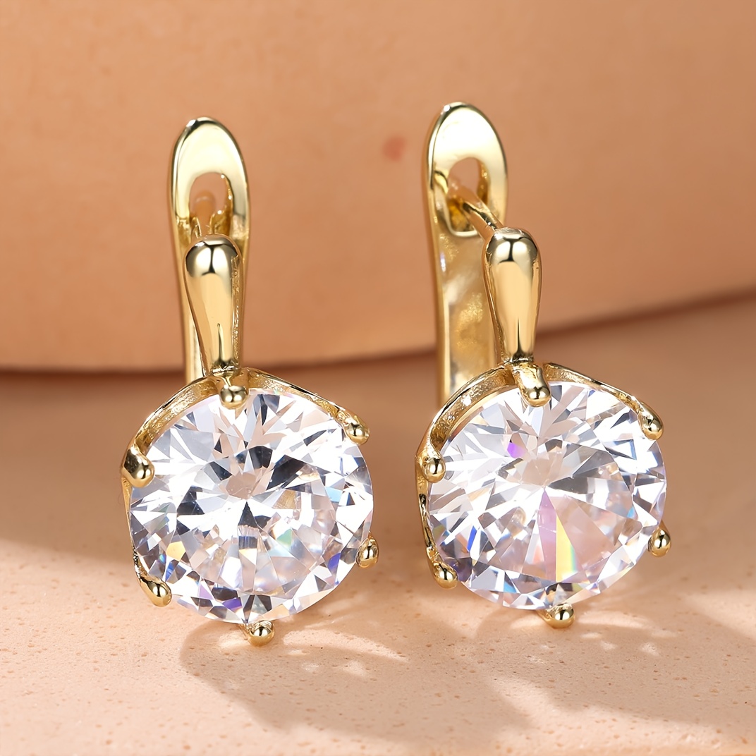 TEMU Angol Pair Of Fashionable Classic Women's Versatile Jewelry With White Synthetic Synthetic Zirconia, Parties Weddings And Daily Wear, Wedding