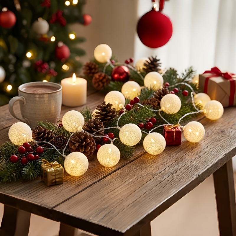 150,01 cm Weiße kugelförmige LED-Lichterkette * als Weihnachtsgeschenke für Geburtstage, Hochzeiten, Weihnachten, Halloween und Ostern. Sie können als Ins-Style-Nachtlichter dienen und auch eine