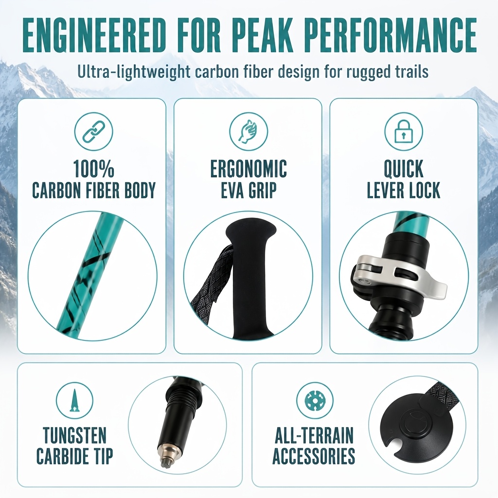Single-Pack Carbon Fiber Two-Section Trekking Pole