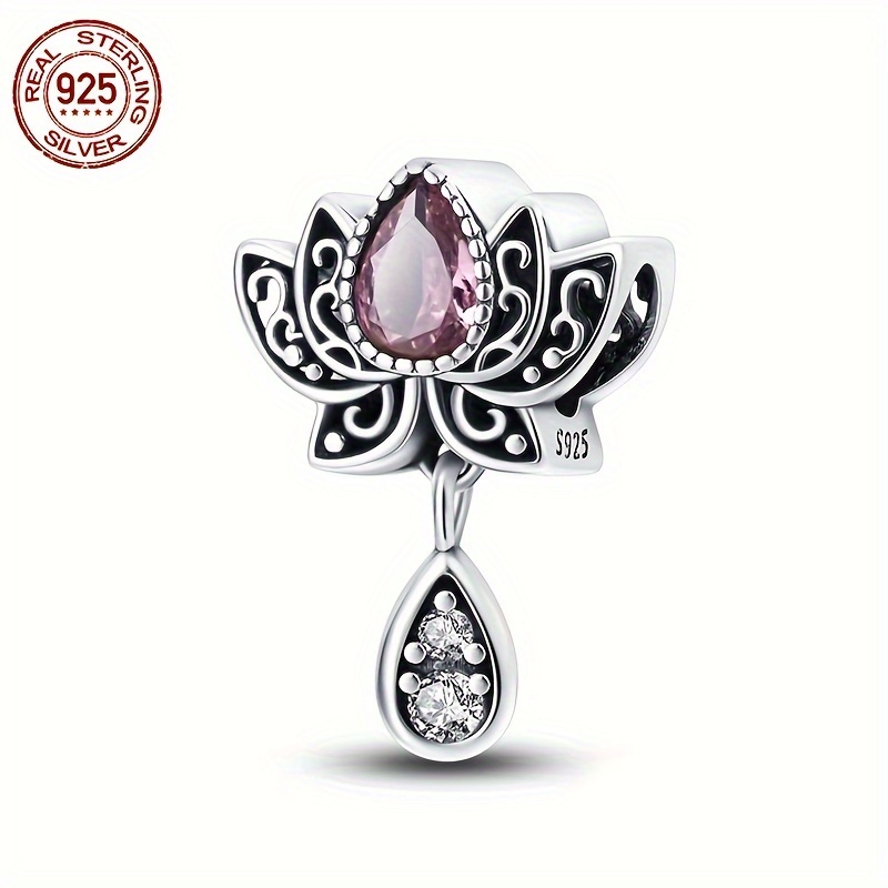 

925 Pure Silver High Quality Women's Pendant Charm Romantic Classical Lotus Beads Suitable For 3mm Bracelet Necklace Making Original Jewelry Silver Weight 4g