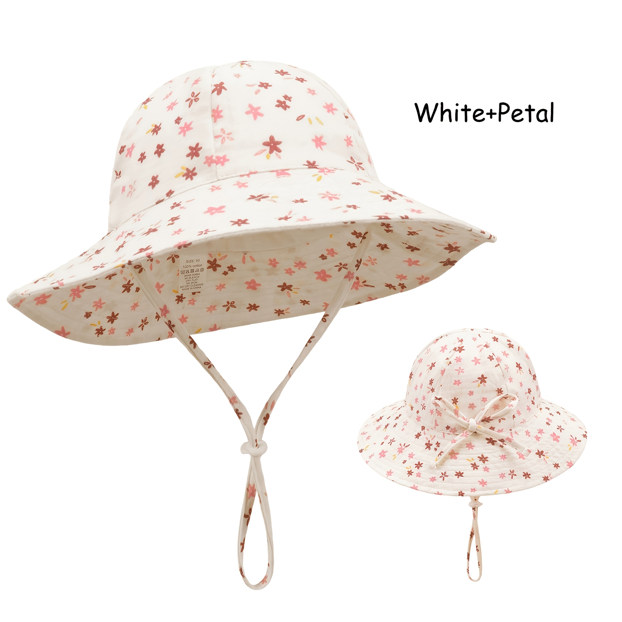 New Adjustable Children's Breathable Bucket Hat With Cartoon Fruit And Floral Print, Suitable For Children Aged 2-3.5 Years, Summer Outdoor Hat