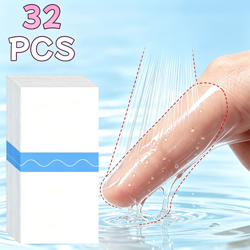 TEMU 32pcs Self-adhesive Fingernail Toenail Protective Film, Waterproof Clear Nail Protection Sleeves, Portable Flexible Pu Nail Cover Stickers For