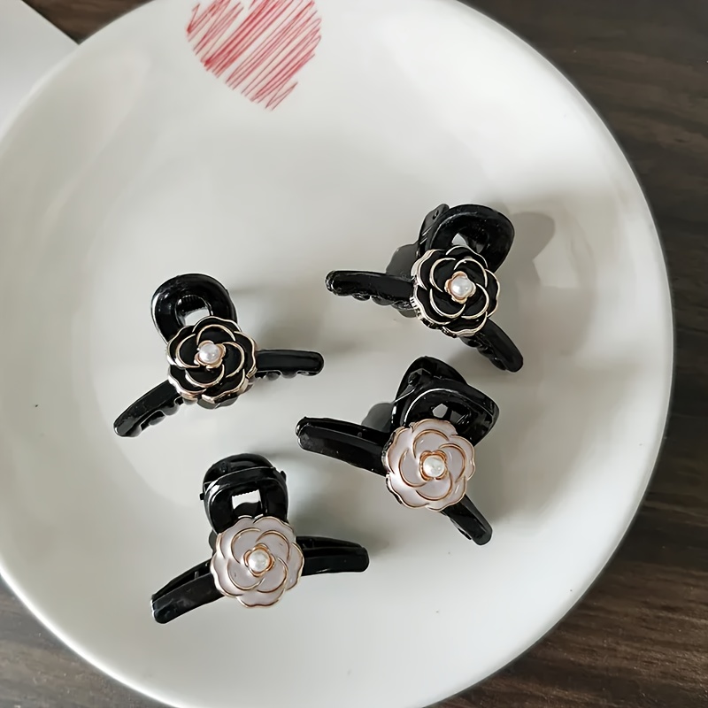 4pcs Mini Camellia Hair Clips S' Hair Accessories Set For Women