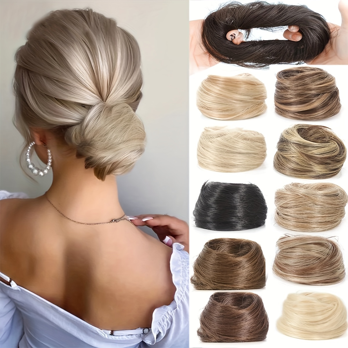 

Chic 3-inch Synthetic Hair Bun Ponytail Extension - Donut Braid For Women, Parties & Casual Attire