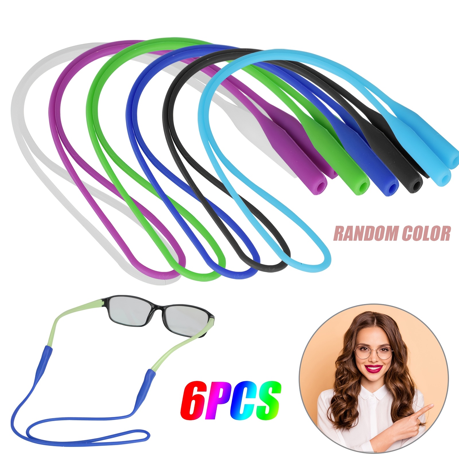 

6 Pcs Silicone Eyeglass Retainer Straps, Assorted Colors, Flexible Glasses Holder Lanyard, Anti-slip Glasses Cord For Sports & - Random Colors Package