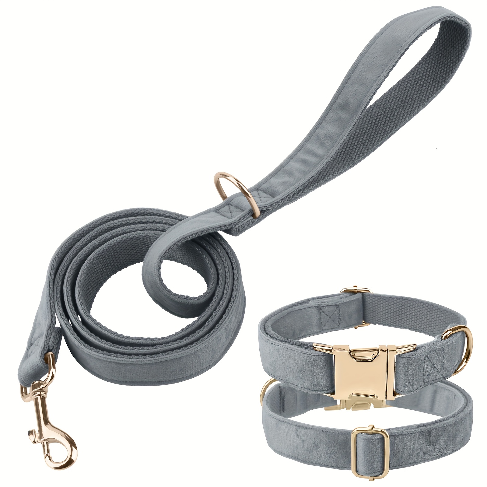 Velvet Dog Collar & Leash Set, Multi-Color Trendy Matching