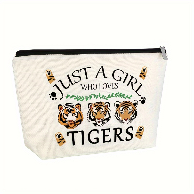 

Tiger-themed Makeup Bag For Women & Girls - Linen Zipper Pouch With " Who Tigers" Design - Ideal Gift For , Daughters, , And Tiger Moms - Birthdays, Graduations, Christmas