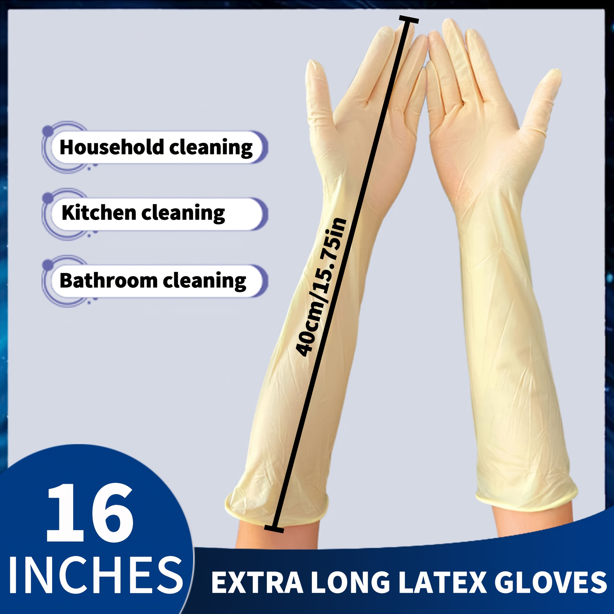 16-zoll-hochelastische extra-lange latexhandschuhe, 4/10/ pack,  einweghandschuhe, wiederverwendbar, fr die reinigung zu hause, kche,  badezimmer, ttowieren, nagel- und haarreinigung, haustierreinigung,  rutschfest und wasserdicht | Schau Dir Die ...