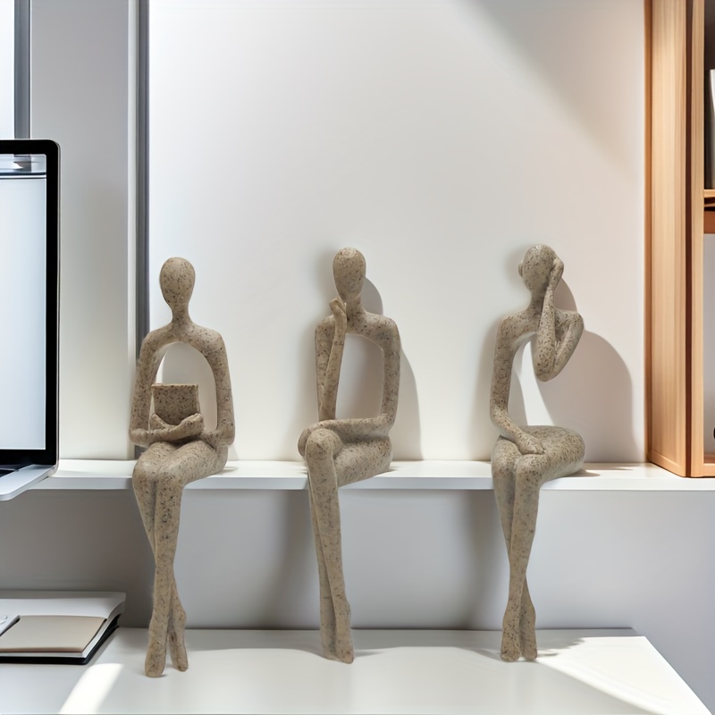 3pcs Abstract Character Figurines - Black Resin Sculptures, Modern Home & Office Decor, Wedding Gift, Shelf & Desk Decor, No Electricity Needed, Versatile Room Decor, Statues for Home Decorfor Christmas,halloween decorations,fall home decor Collectible Figurines