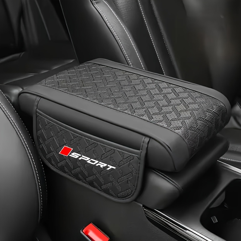 TEMU Universal Sporty Car Armrest Pad, Faux Console Cover, Scratch-resistant And Wear-resistant, Enhances , Features Sporty Red Trim, Protects Center