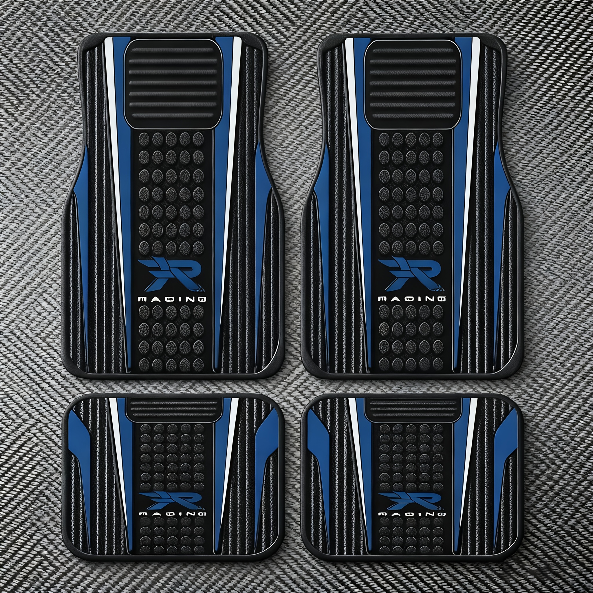 2d 4pcs Set - Universal Patterned Car Floor Mats, Replica Style, Absorbent And Non-slip, Washable, Stylish Interior Protection, Suitable For Sedans, , And Suvs, Use, For New Drivers, New Year Gift.