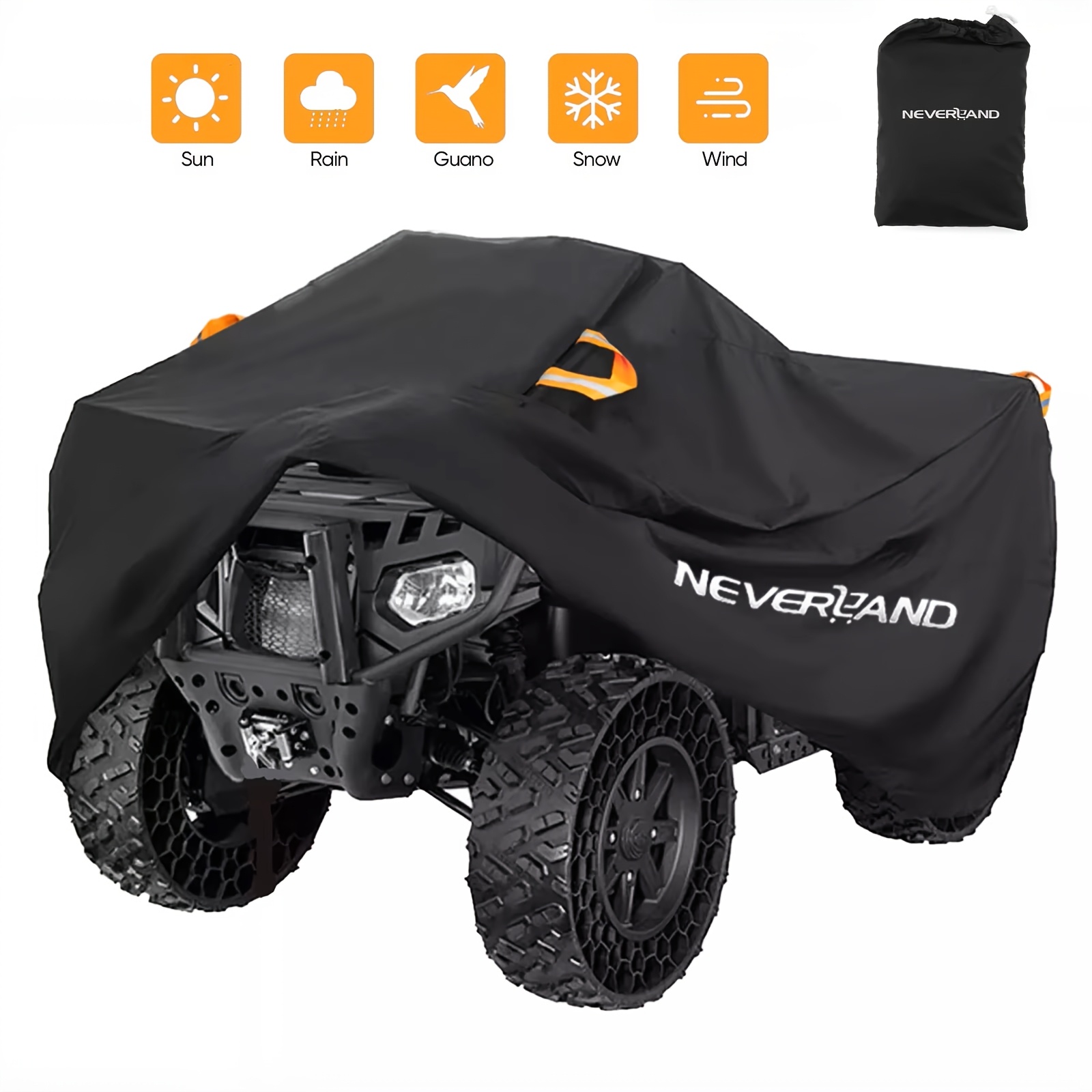 Neverland Bike Atv Cover Universal 190t Motorcycle Vehicle Scooter Kart Motorbike Protector Black Xxxl 256x110x120cm