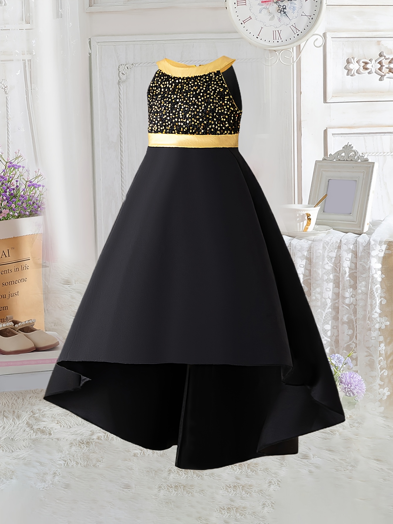 black dresses girls sold on Temu United States