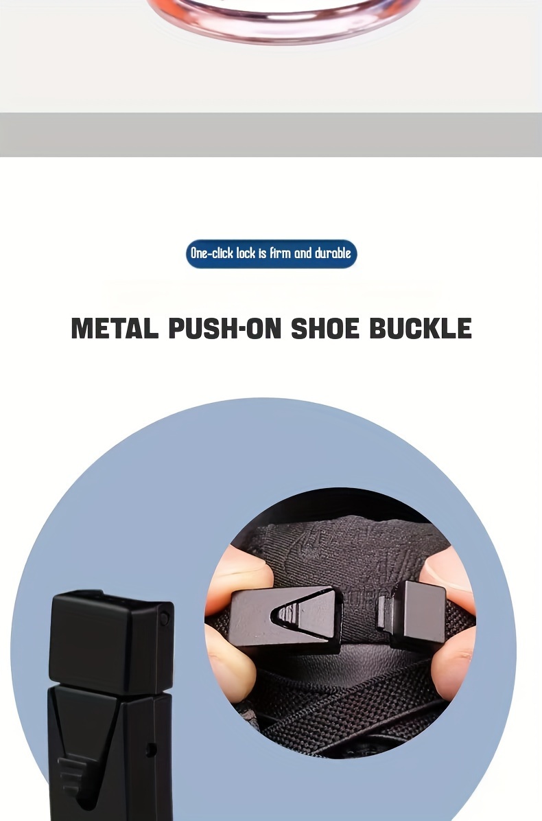 1 Pair of 8mm Wide Elastic Flat Straps with Metal Press Switch Buckle, Free Binding and Tying, Lazyman's Shoelaces