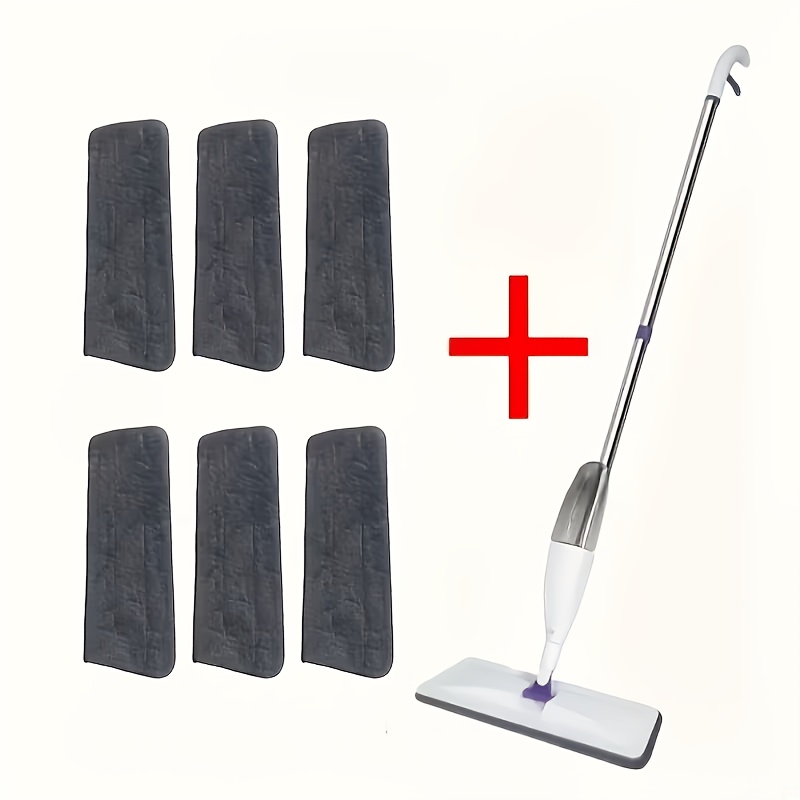 TEMU Household Mop With Spray Function | Includes 6pcs Replaceable Cleaning Cloths, 360 Degree Flexible Cleaning, Suitable For Living Room, Bedroom,