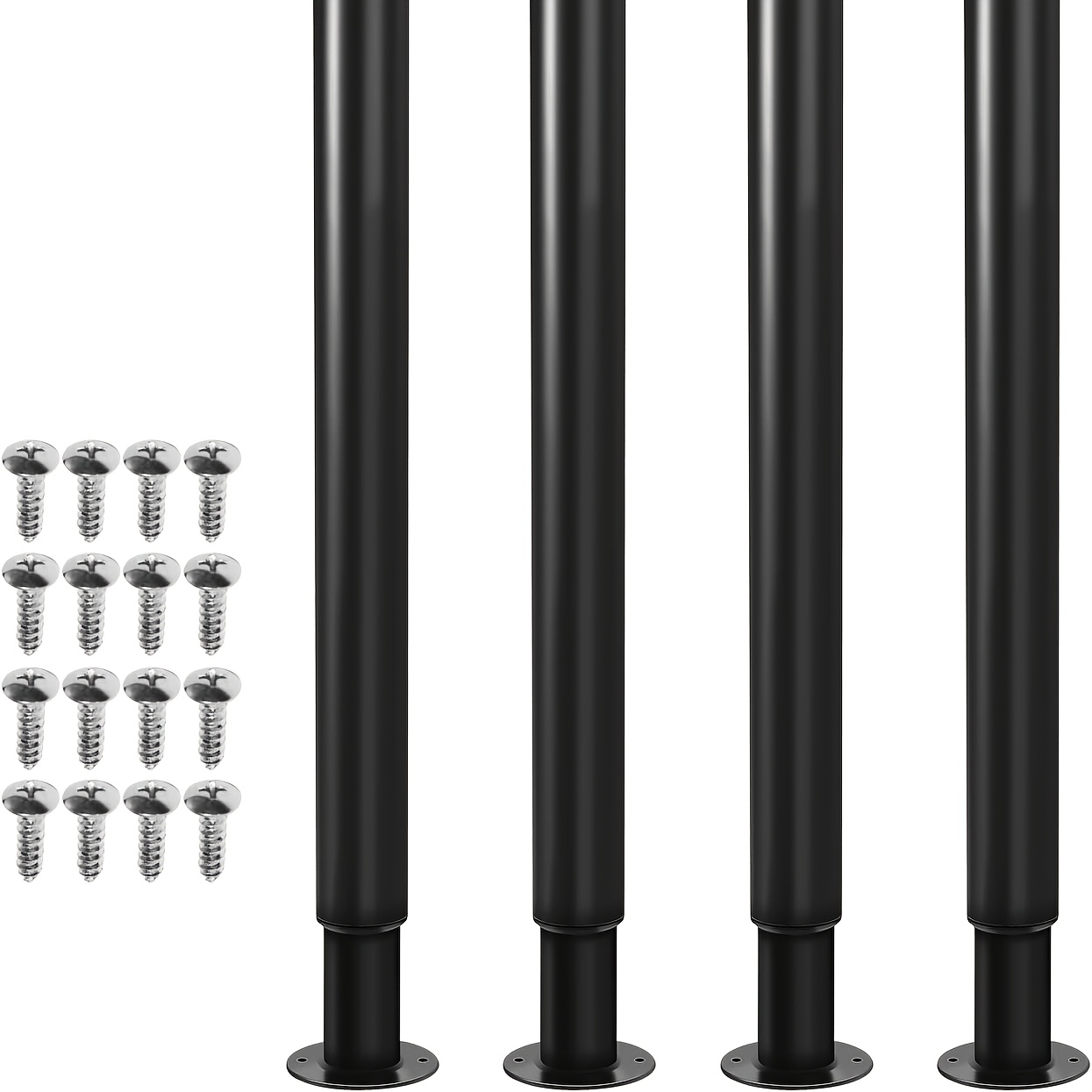 Image of Set Of 4 Stainless Steel Furniture Legs, Height Adjustable From 71 To 110cm, Includes Screws, Weight Capacity 200kg, Suitable For Sofas, Desks, And Chairs, Black