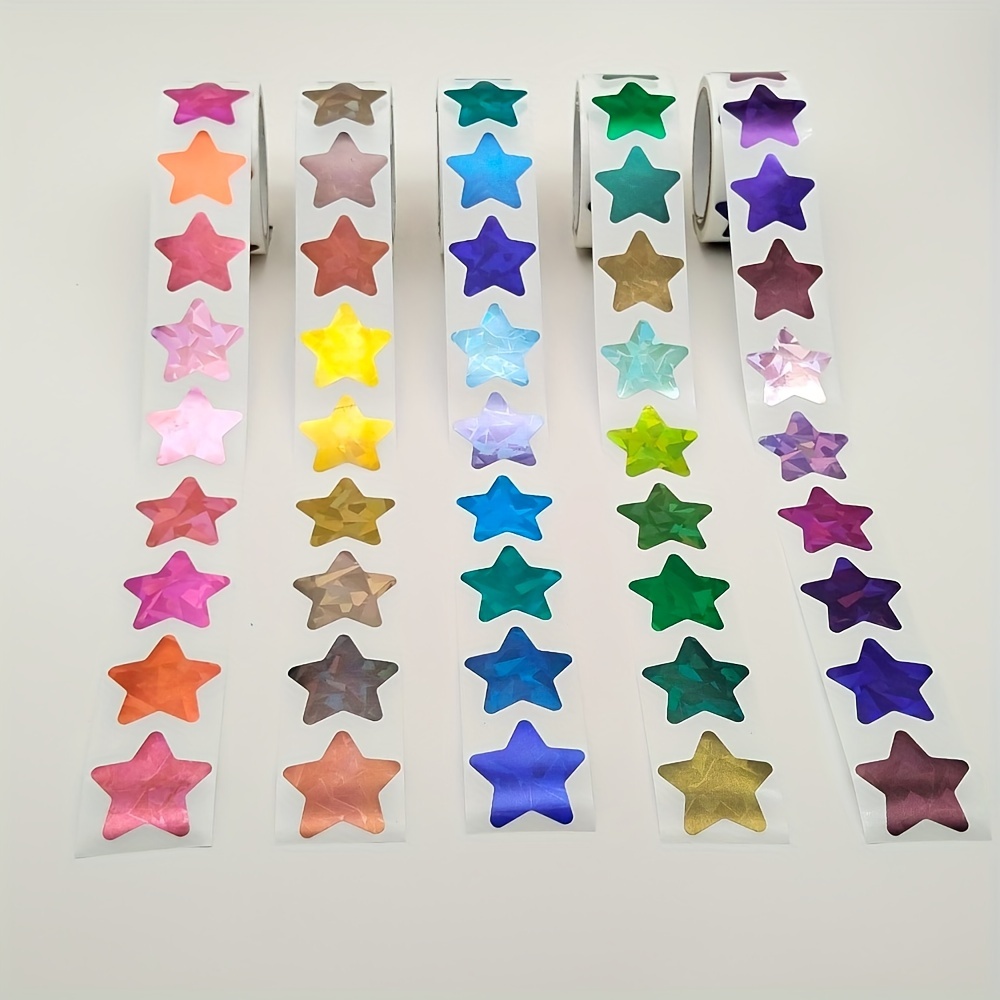 

1000pcs Holographic Star Stickers For Planners, Teachers, Reward Charts, And Classroom Supplies - 1-inch Paper Adhesive Labels For Organizing & Motivation