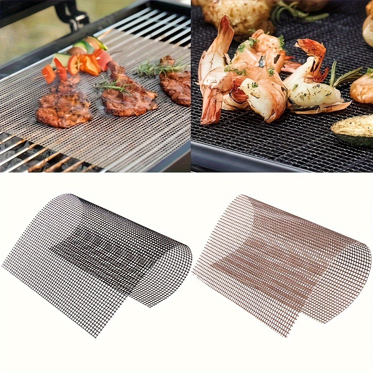 

1/2pcs, Bbq Mesh Grill Mat, Nonstick Mesh Grilling Mats, Reusable Grilling Mats For Electric Grill, Gas, And Charcoal, Portable Mesh For Fish, Shrimp, Meat, Vegetables And Fries, Barbecue Accessories