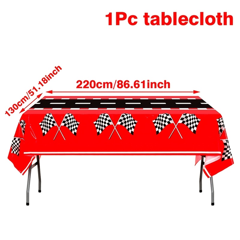 TEMU Halloween, Natale, 1 pz, Tovaglia in PE a tema Racing, 220 X 130 cm, Copritavolo con motivo di bandiera da pista di corse, Articoli per feste a