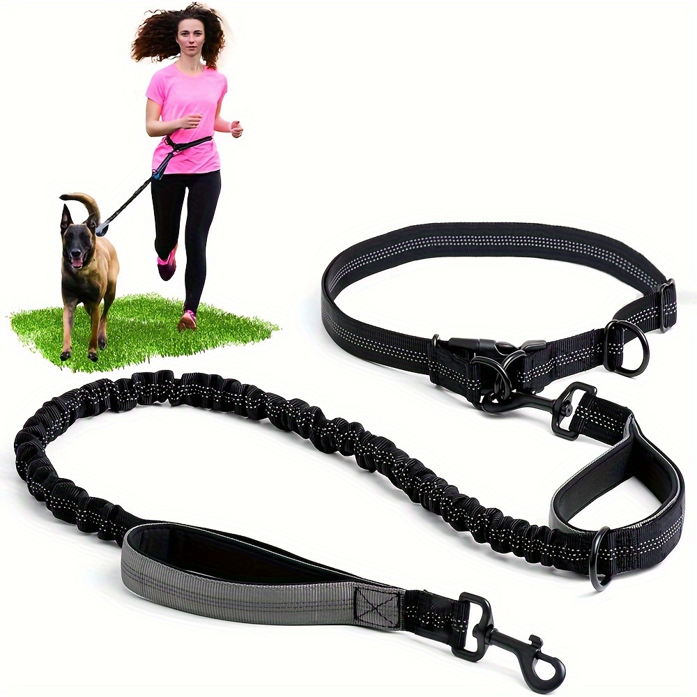 

Adjustable Dog Leash For Medium To Large Dogs - Reflective, Bungee With Handle, Polyester, Ideal For Training, Walking, Jogging & Running - Hand Wash Only