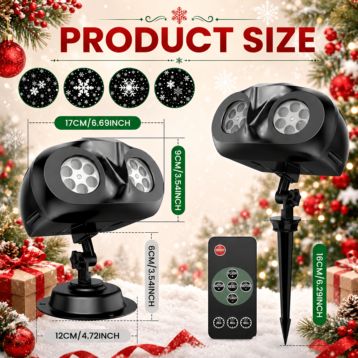 Image of Snowflake Projection Light With Remote Control And Plug, Timer Function, Adjustable Rotation Speed And Angle, High Brightness, Perfect For Christmas Holiday Decor And Stage Lighting Effects.
