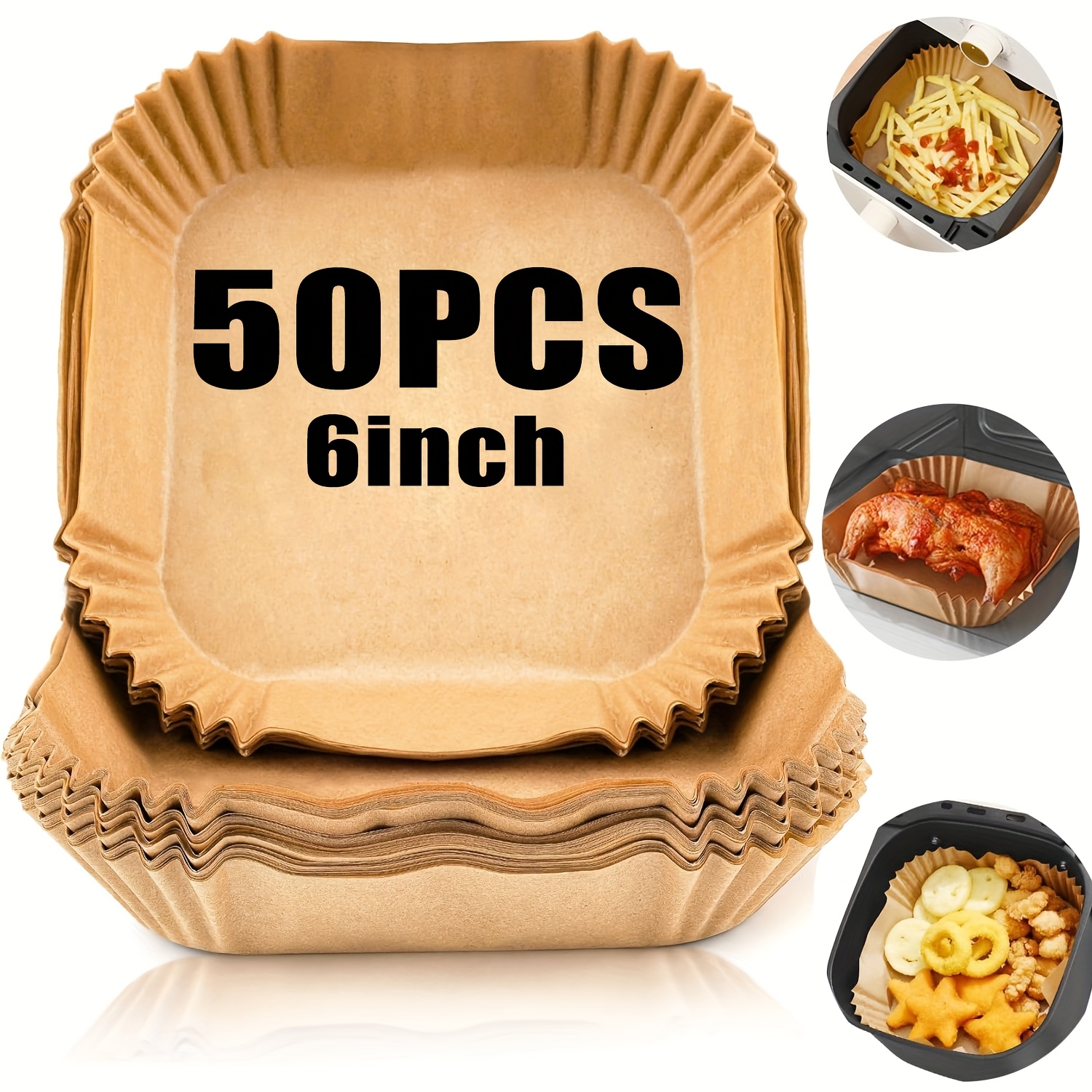 [50/100pcs air fryer liners] 50/100pcs square air fryer liners,   paper for  , compatible with air fryer for snacks and frying details 0