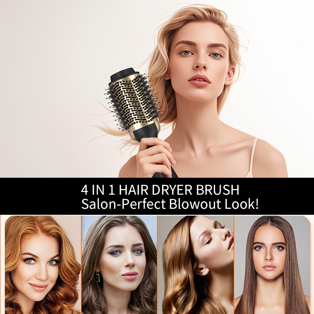 

1pc 4 In 1 Hair Dryer Brush - Salon-grade Blowout Styling Tool With Adjustable Heat & , 1000w Power, Us Plug - No Battery Needed, Leak Protection Plug