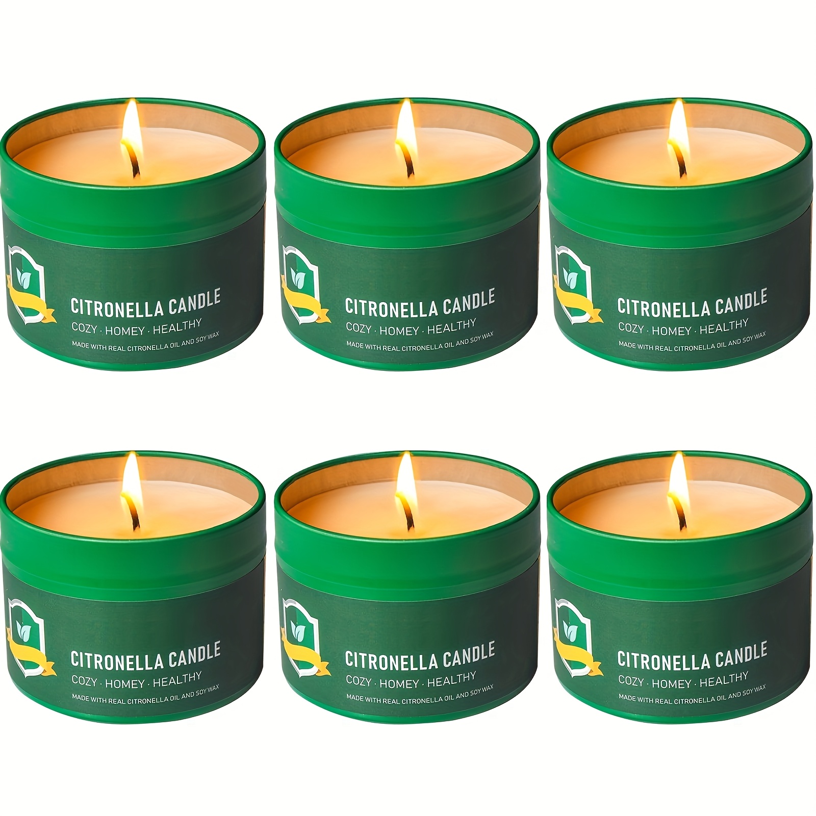 TEMU 6pcs Citronella Candles Outdoor, 4.4 Of 6 150 Hours Burning, Citronella Candles Set Outside For Party Hiking Camping Patio Bbq Deck Garden Yard Home, Home Decor, Father's Day Gift