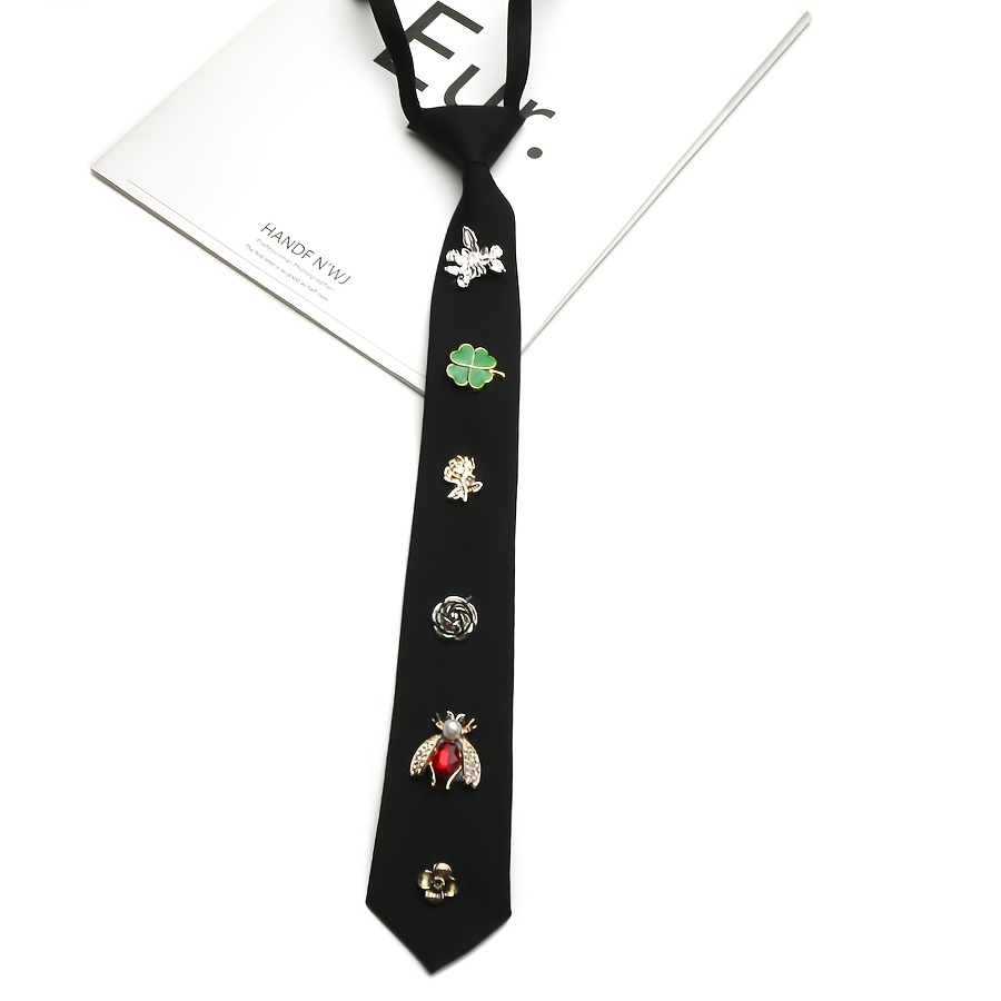 TEMU 1pc Metal No-tie Necktie, , Suitable For Street Parties And Daily Wear