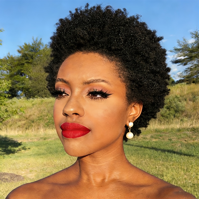 TEMU Perruques courtes et bouclées 6 pouces, perruques afro pour femmes, style années 70, mélange de marron, perruque afro bouclée et crépue,