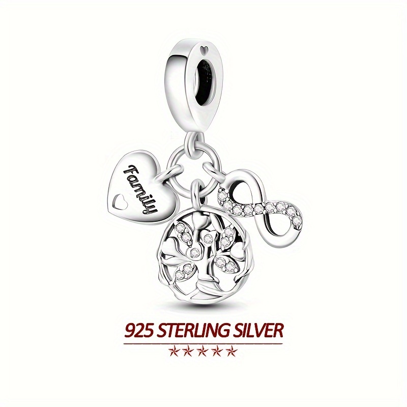 

925 Sterling Silver Charm, Hypoallergenic High-quality Ladies' Pendant, Compatible With Bracelets, Eternal Symbol Life Tree, Classic & Minimalist Style, Women's Party Jewelry Gift