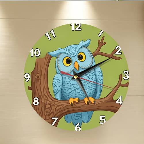 1 pièce horloge murale ronde silencieuse à imprimé de dessin 2d plat sur une branche darbre - décoration pour cuisine, salon, chambre, bureau, ferme - cadeau de fête des mères et de pâques - art mural - 2d plat, piles aa non incluses, 2d plat