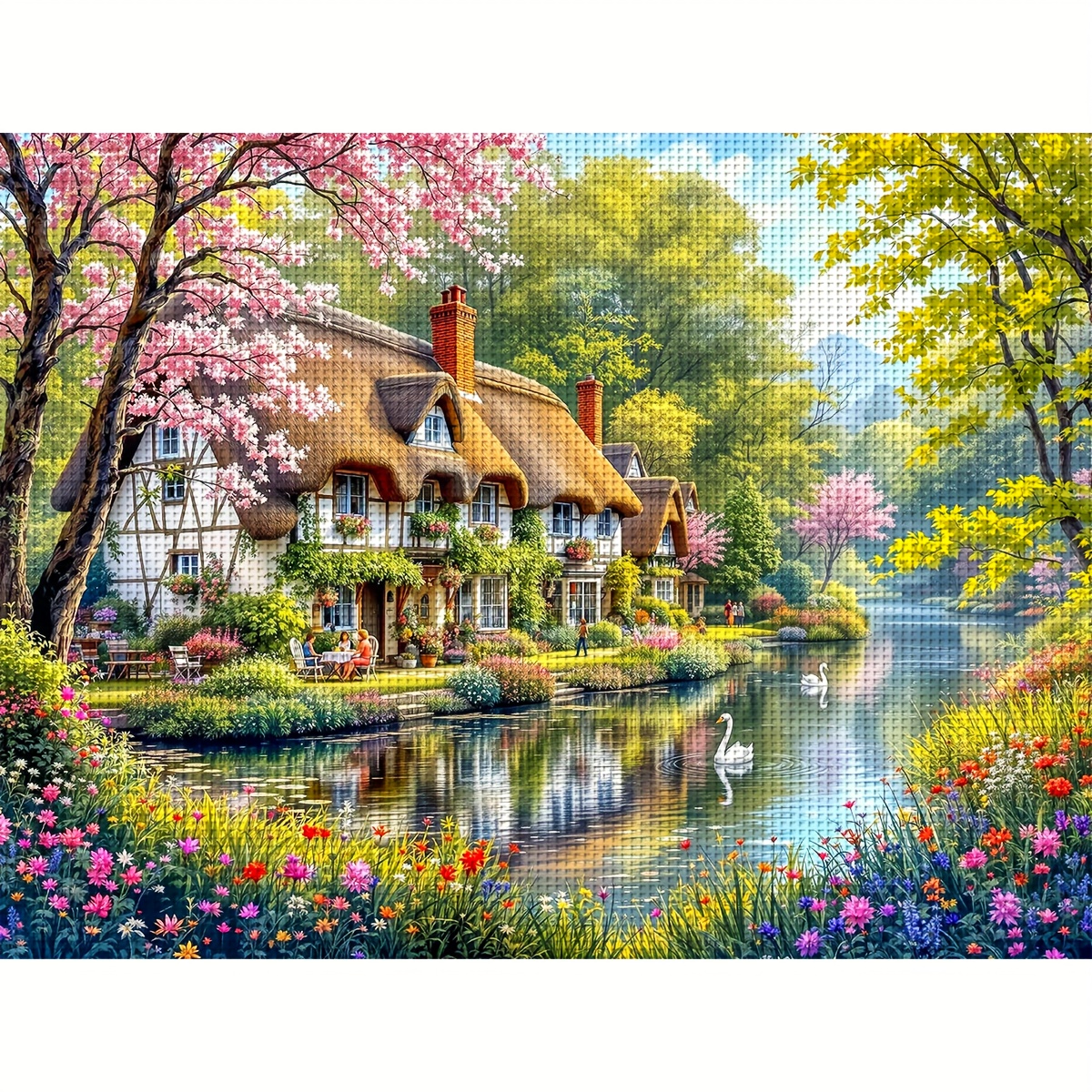 TEMU Zuoanlf 1set 40x50cm/15.7x19.7inch Cross Stitch Kit Frameless, Beautiful Scenery, Stamped Cross Stitch Kits, Embroidery Set For Home Decor,