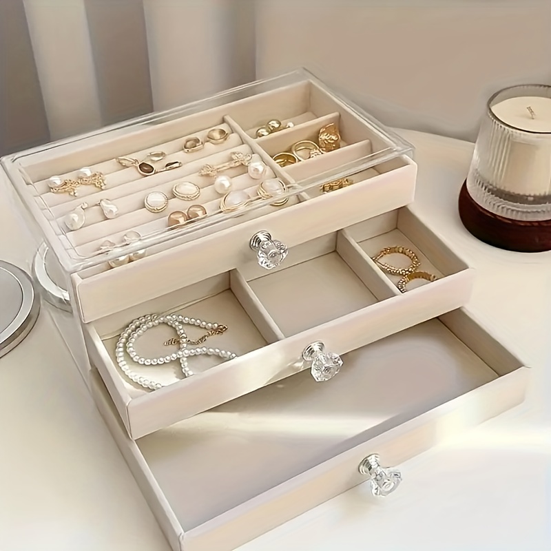 large capacity jewelry organizer box with transparent lid -   storage for bracelets, rings, earrings, necklaces - dustproof display case with compartments -   storage for home, salon, gift for women (christmas, mother s day, valentine s) - durable plastic construction, jewelry box,  ,  , sturdy construction, fashion enthusiasts, best for christmas Product details 2