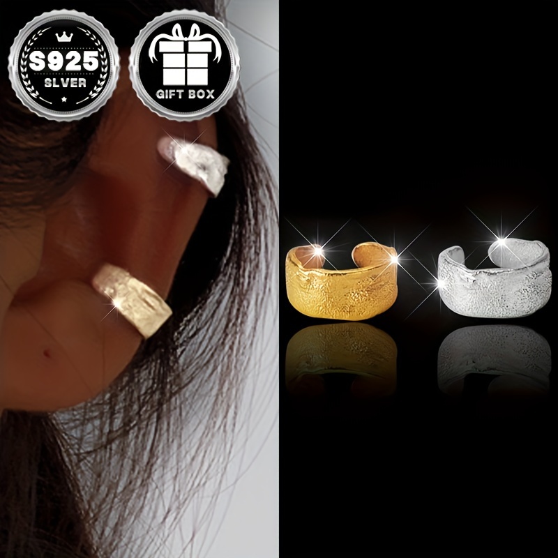 

1pc925 Hypoallergenic Burnt Wrinkle Texture Ear Clip Women's Temperament Earrings (about 1.8g)