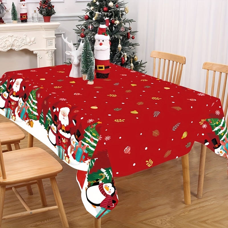 

1pc, Christmas Plastic Tablecloth 130x220cm, Pattern, Christmas , Table , Navidad , New Party Supplies