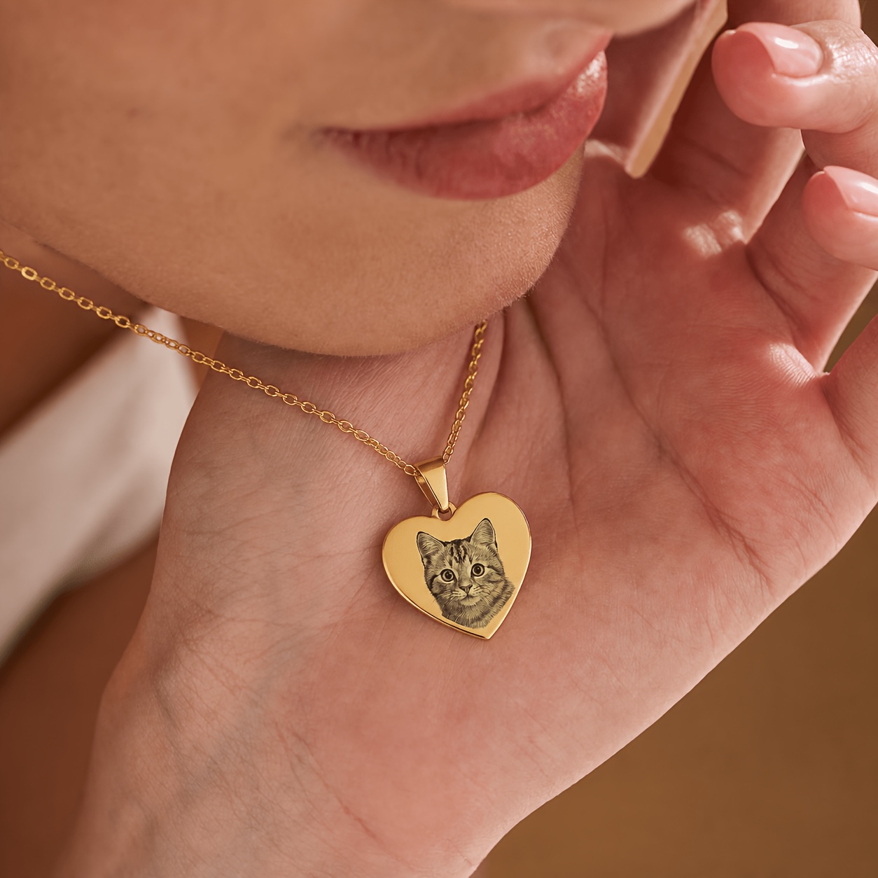 Custom Photo Heart-Shaped Stainless Steel Necklace — Personalized Gift