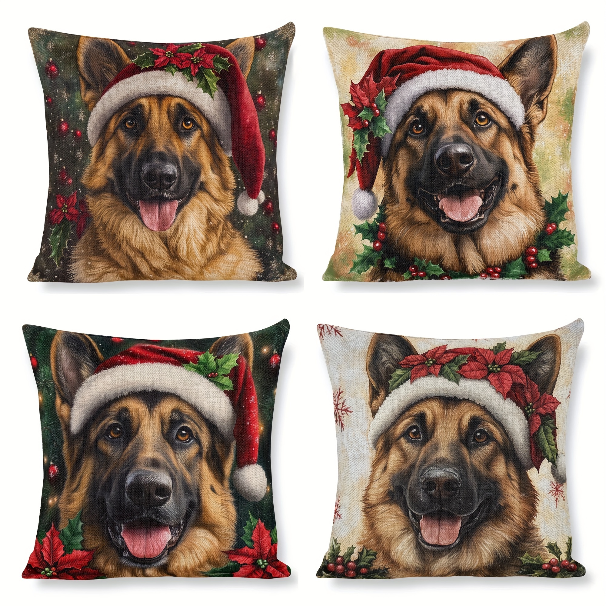 

4- Christmas Cushion Covers, , 2024 , Contemporary , Zippered, Washable, Home & , Bedroom & Accessory