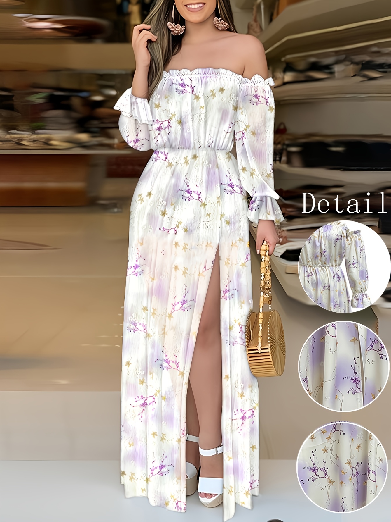 womens elegant a line maxi dress floral print in long formal