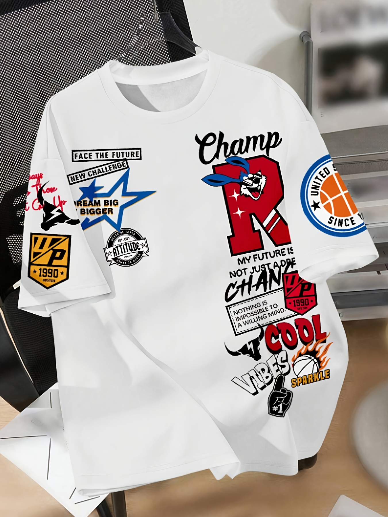 Camiseta para Adolescentes con Diseño Deportivo y Frases Motivacionales  Estilo Casual Patrones Geométricos y Atléticos, Ropa