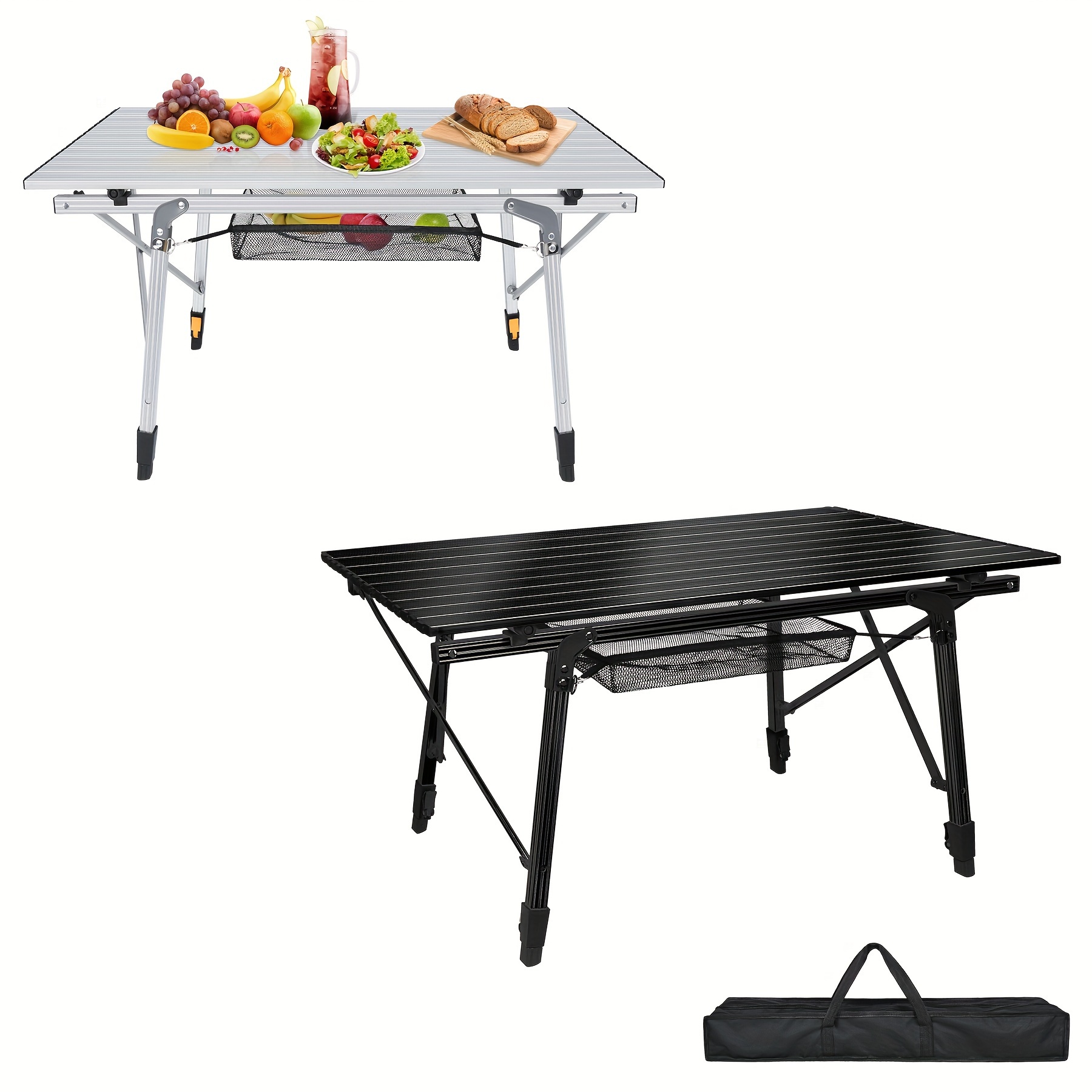 

Folding Camping Table Silver/ Black Height Adjustable Folding Table Lightweight Camping Folding Table With Aluminium Frame Includes Carry To 30 Kg, 90x52cm