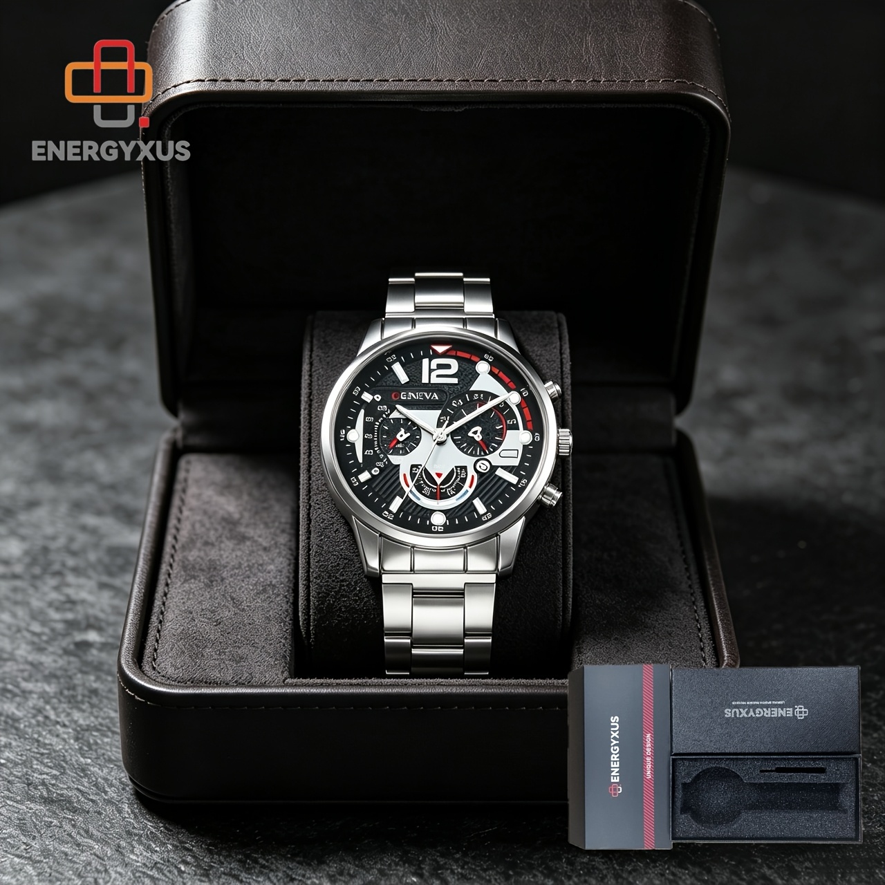 TEMU Fashion Men's Watches With Stainless , With Calendar, Luminous Clock, Business Casual Watch For Men + Box + Watch Pin