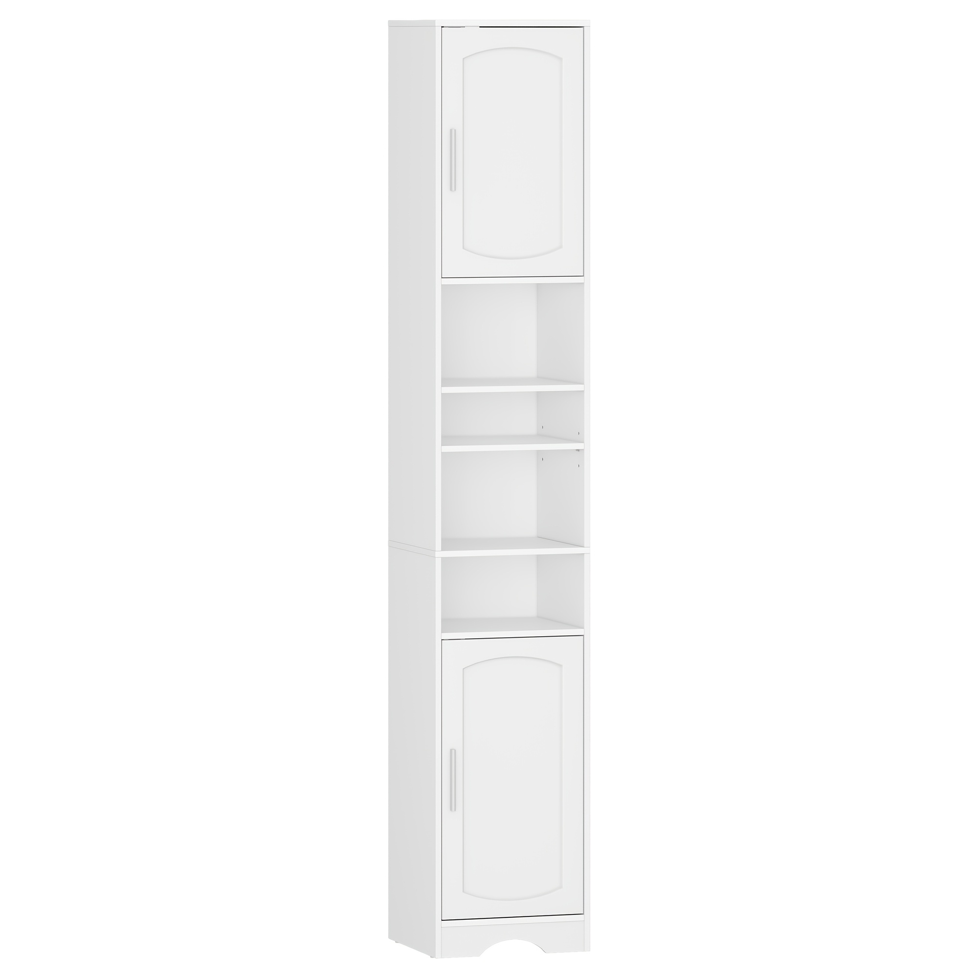 Bathroom Cabinet, Tall Narrow Bathroom Cabinet, High Bathroom Cabinet With Open Compartment And Doors, Adjustable Shelves, Space- Bathroom Storage Shelf, Bathroom Furniture, , 30 × 30 × 180cm, White