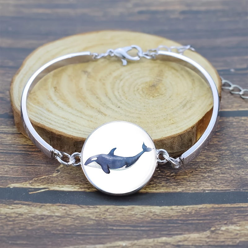 4pcs Minimalist Watercolor Whale Illustration Jewellery Set