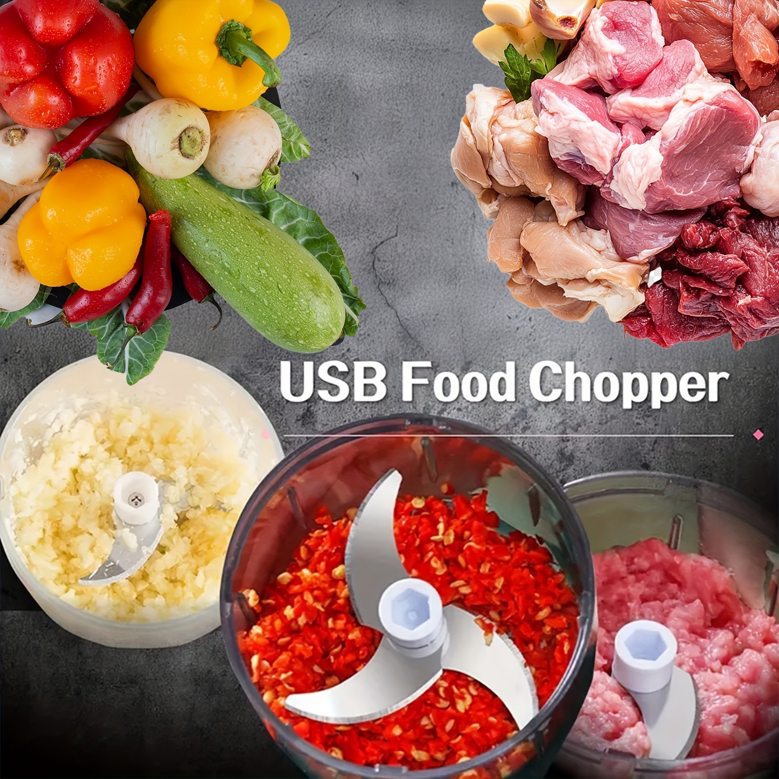 electric vegetable chopper mini food processor 1 cup meat grinder small food chopper with 3 stainless blades 45 watts for garlic onion pepper dicing mincing and puree portable and compact size suitable for outdoor camping and rv travel Product details 4