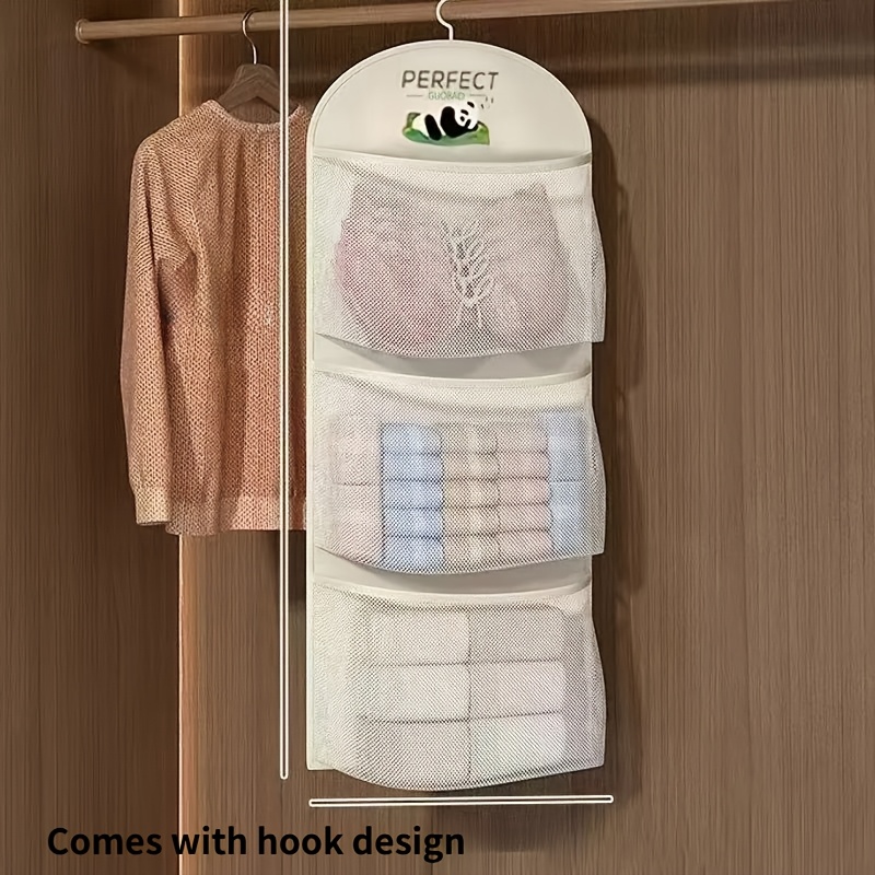E-shop Dreischichtige Hänge-Aufbewahrungstasche für Unterwäsche, Socken BHs – Ideal für Wohnheim Zuhause, Wandmontierte Aufbewahrungstasche,