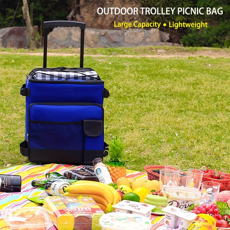[Portable Rolling Cooler] Collapsible Rolling Cooler - Portable Leakproof Insulated Soft Cooler Bag With Wheels And Handle For Beach Camping Patio Travel Outdoor Ball Fields