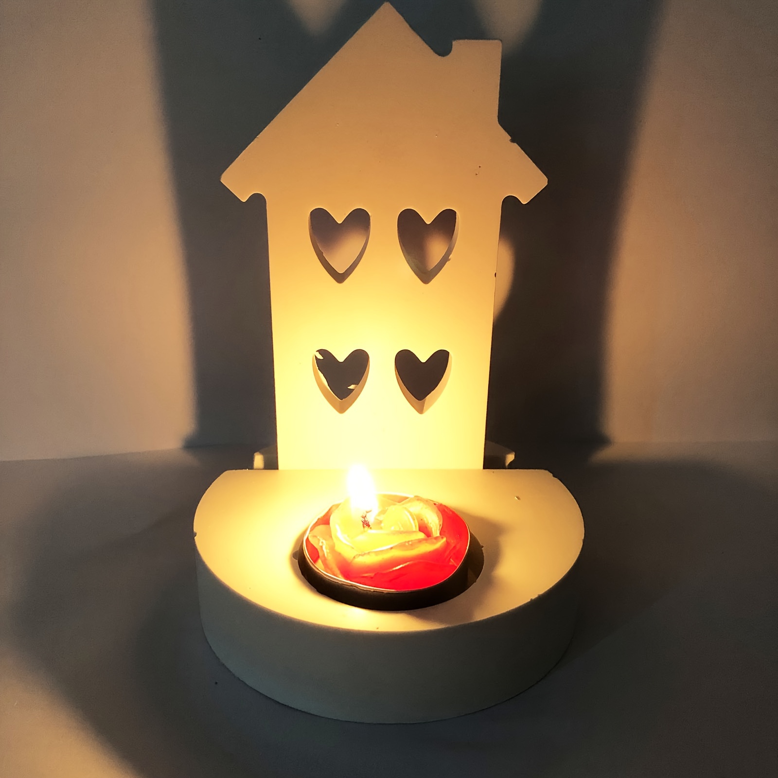 

Silicone Candle Holder Mold With Love Hearts House Design, Irregular Shaped Diy Plaster Casting Mold For Home Decoration