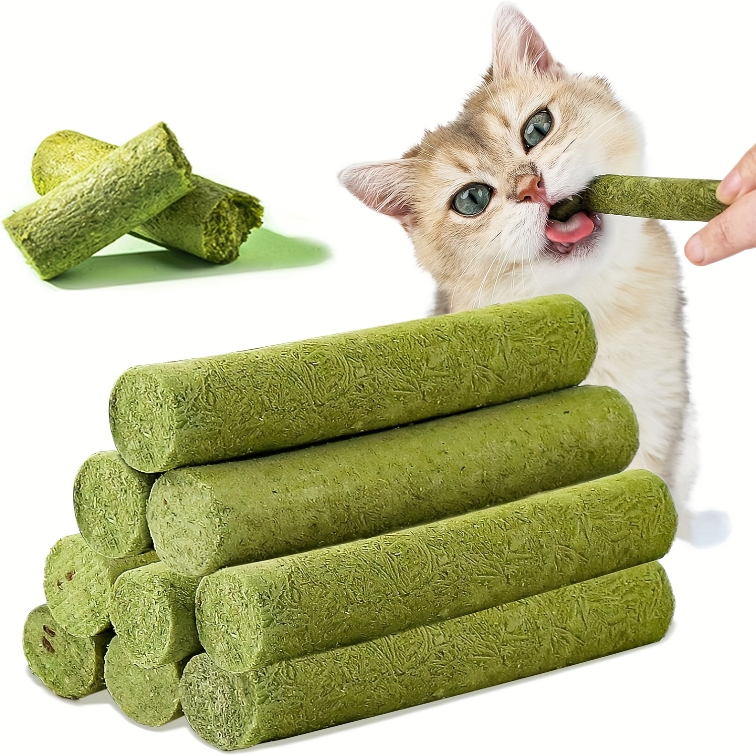 TEMU 100g Cat Grass Teething Stick For Cat, Natural Dried Cat Grass Treats Snacks For Cats, Edible Toys For Teeth Cleaning And Removal