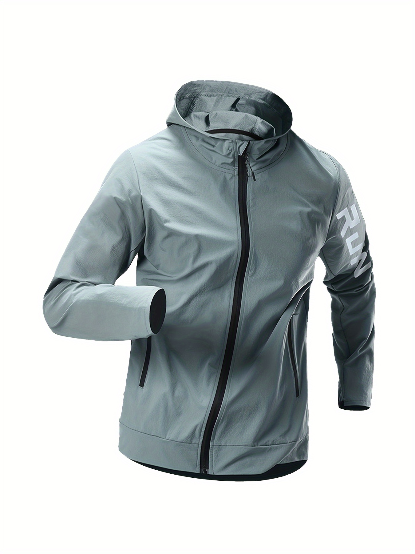 Men'S Athletic Windbreaker Jacket - Stylish Stand Collar, Letter Print, Windproof, Ideal for Sports, Fitness, Hiking & Outdoor Activities - Durable, Moisture-Wicking, All-Season Wear, Hiking Gear|Modern Jacket|Zippered Jacket